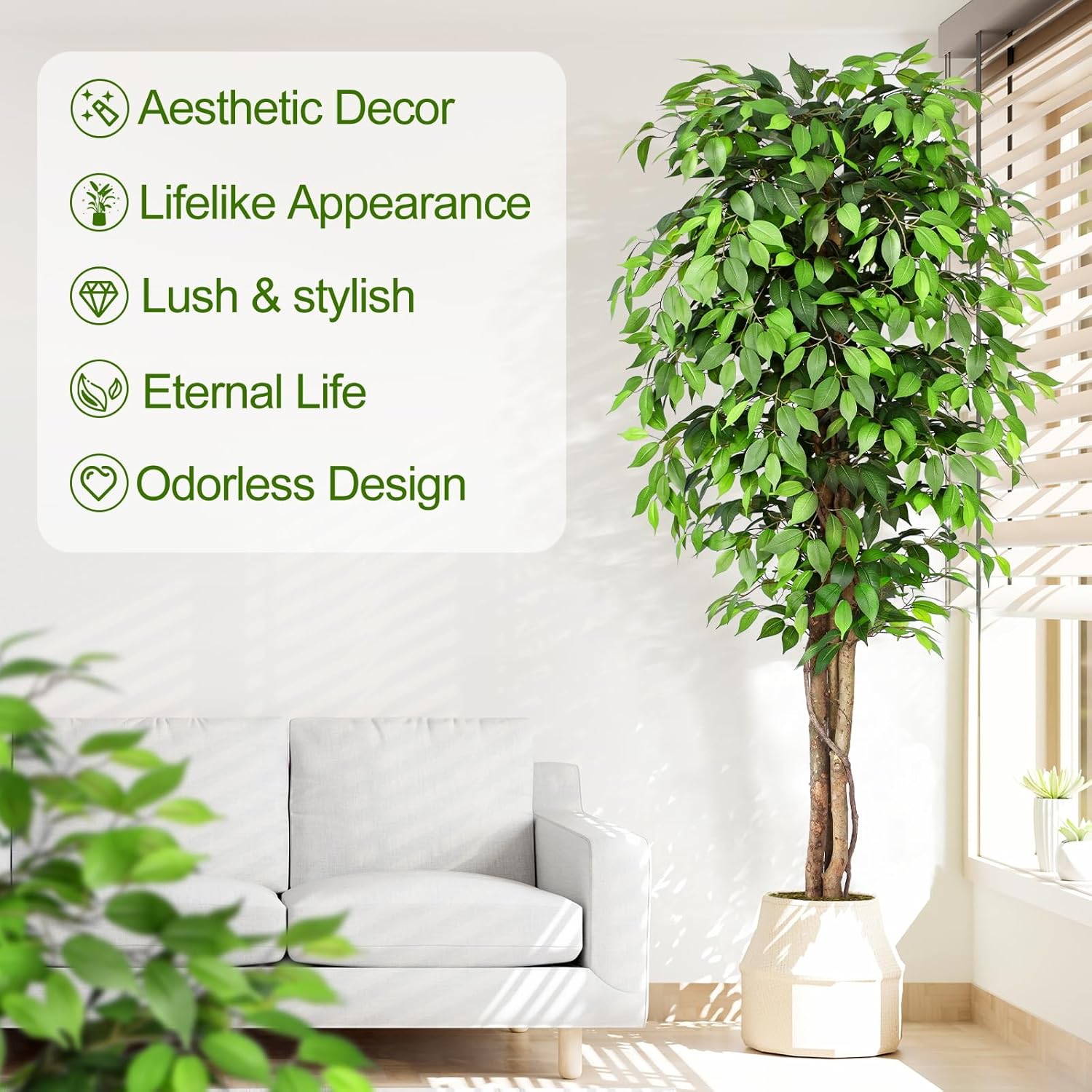 Cây sung nhân tạo trông như câ - đánh giá và giá Fiddle Leaf Fig
