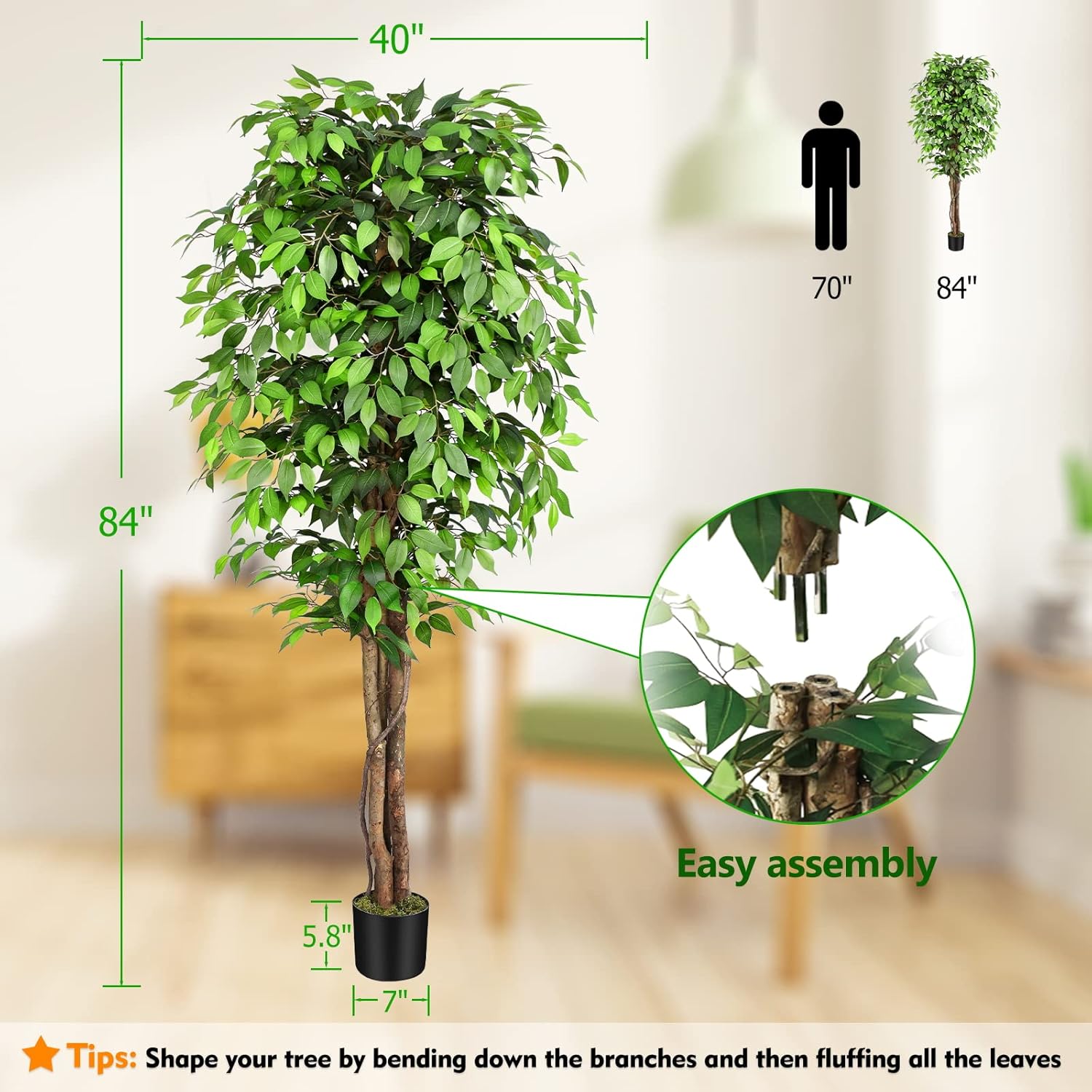Cây sung nhân tạo trông như câ - đánh giá và giá Fiddle Leaf Fig